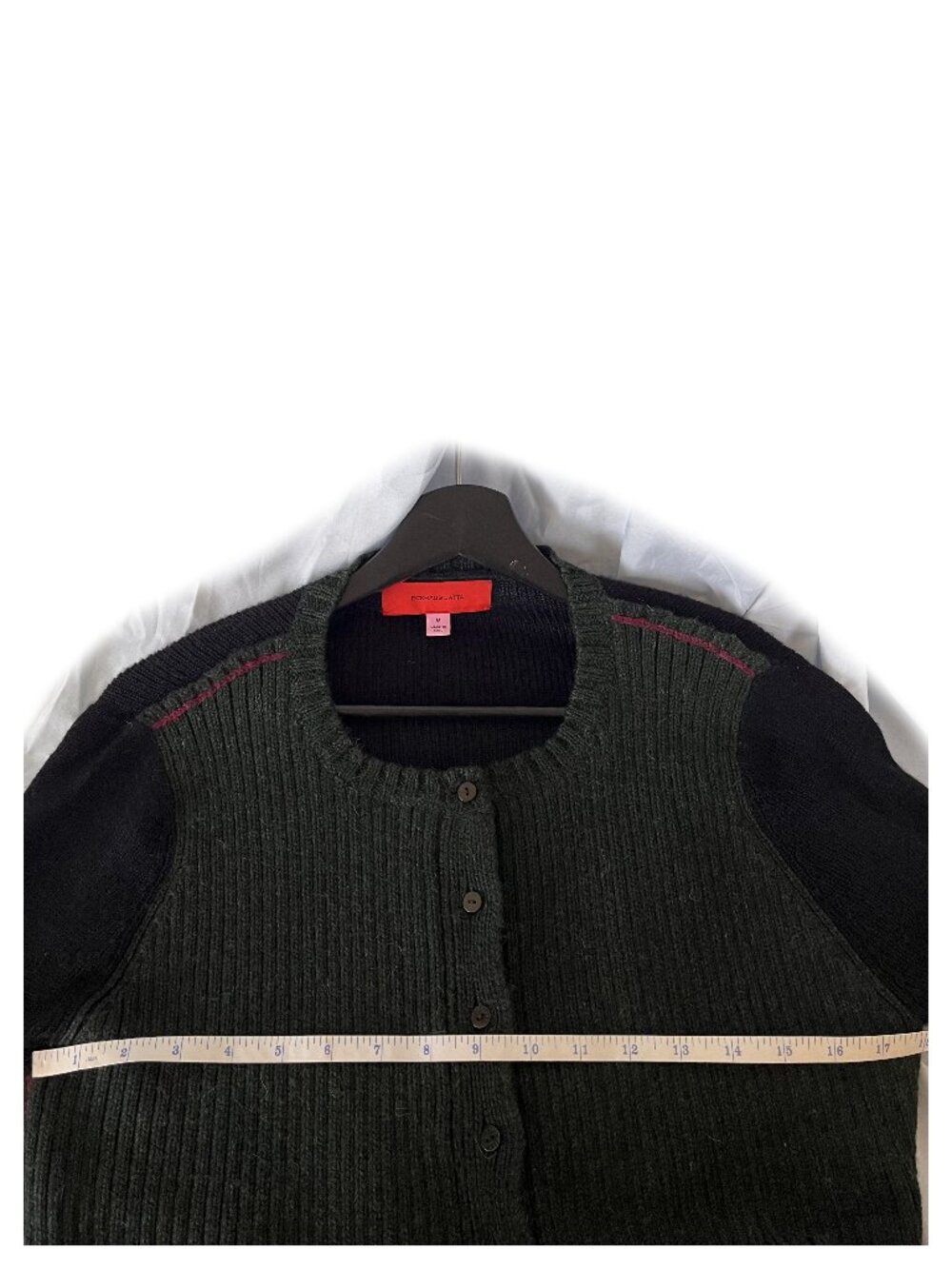 Eckhaus Latta Cardigan Black / Green Statement Knit Sweater - Picture 6 of 9